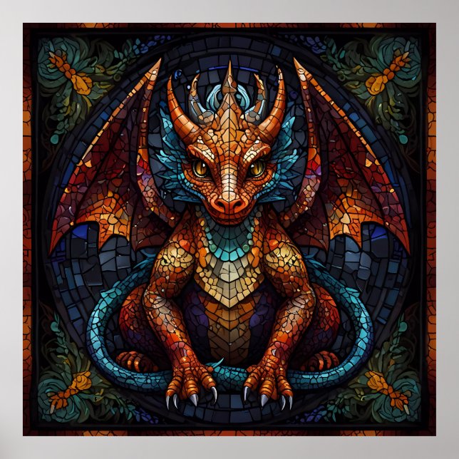 Multi Colored rainbow Dragon  Poster (Front)