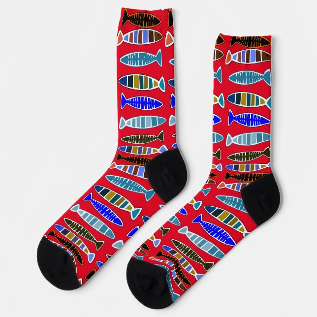 Multi-colored striped fish Thunder_Cove  Socks (Left)