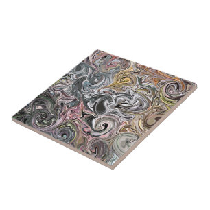 "MULTI-COLORED SWIRLS"(DIGITAL MANIP)CERAMIC TILE