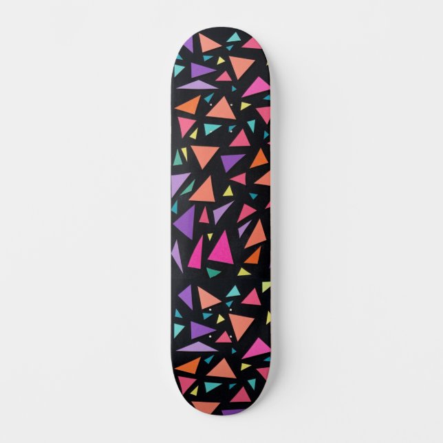 Multi-colored triangle geometric pattern skateboard (Front)