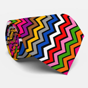 Multi Colored Zigzag Chevron Black Design  Tie
