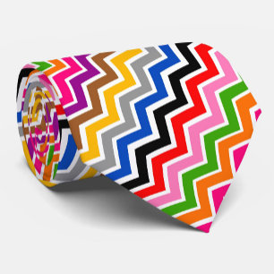 Multi Colored Zigzag Chevron Pattern Design  Tie