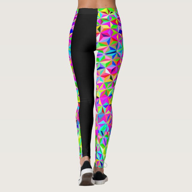 Multi-colour 3-d polygon pattern leggings (Back)