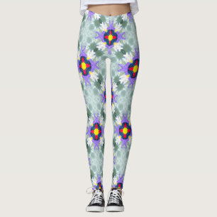 multi-colour 4-point stars floating leggings