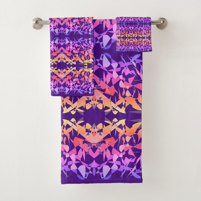 Multi Colour Abstract Bath Towel Set (Insitu)