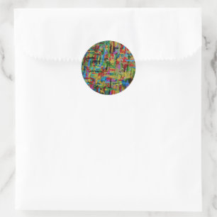 Multi-Colour Abstract Classic Round Sticker