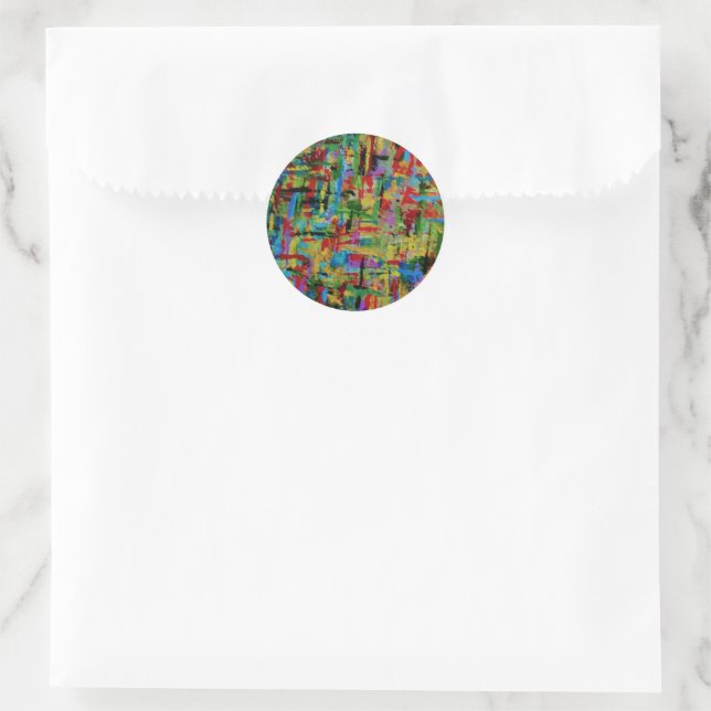 Multi-Colour Abstract Classic Round Sticker (Bag)