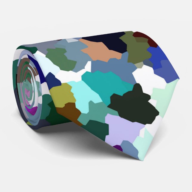 Multi-Colour Abstract Crystal Pattern Tie (Rolled)