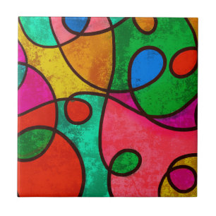Multi - Colour Abstract Design Ceramic Tile