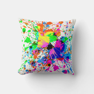 Multi-Colour Abstract Paint Splat Cushion
