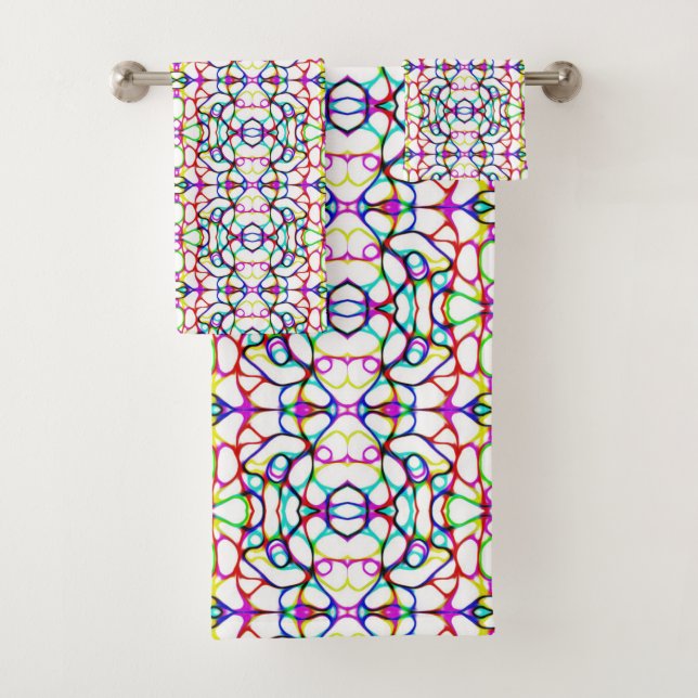 Multi-Colour Abstract Pattern  Bath Towel Set (Insitu)