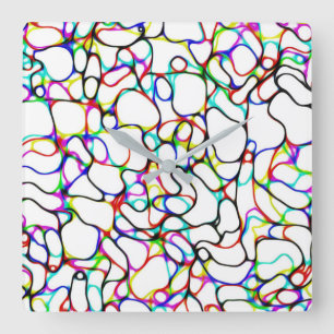 Multi-Colour Abstract Pattern Square Wall Clock