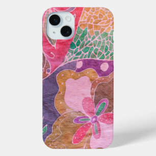 Multi-colour Abstract Pink, Purple, Blue iPhone 15 Mini Case
