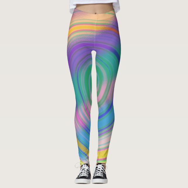 Multi Colour Abstract Swirl Leggings (Front)