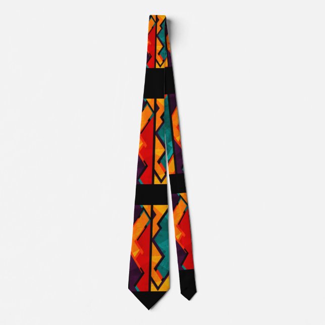 Multi Colour African Pattern Print Design Tie (Front)