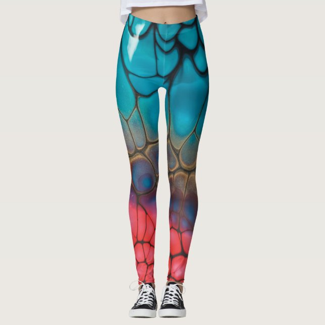 Multi-colour and a snake skin texture leggings (Front)