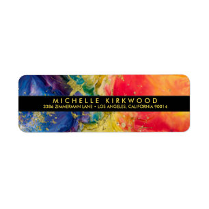 Multi Colour and Gold Splatter Return Address Label