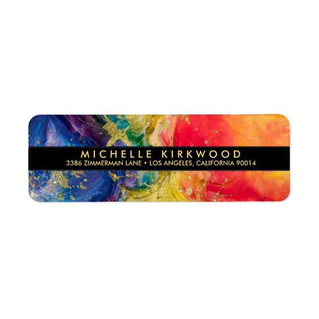 Multi Colour and Gold Splatter Return Address Label (Front)