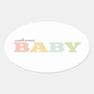 Multi-colour baby stickers, oval, gender neutral oval sticker