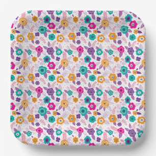 multi colour Beautiful elegant flower pattern Paper Plate