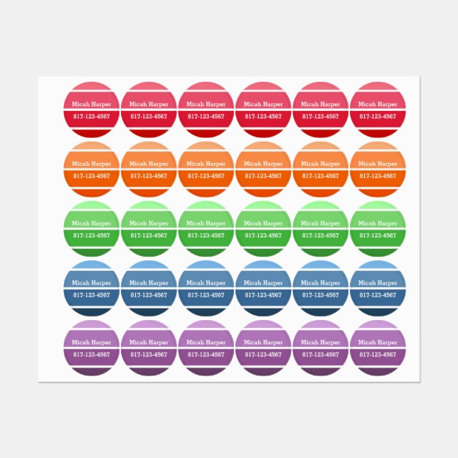 Multi-Colour Block Adhesive Clothing Label Small (Sheet)