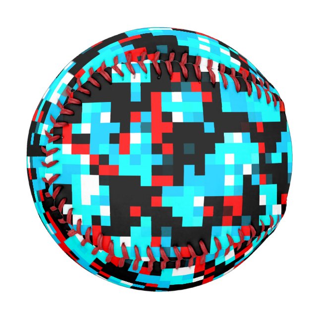 Multi-Colour Blue Black Red White Pixel Pattern Baseball (Back Right)