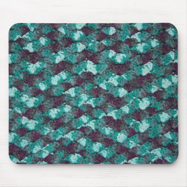 Multi-colour blue crochet mouse pad (Front)