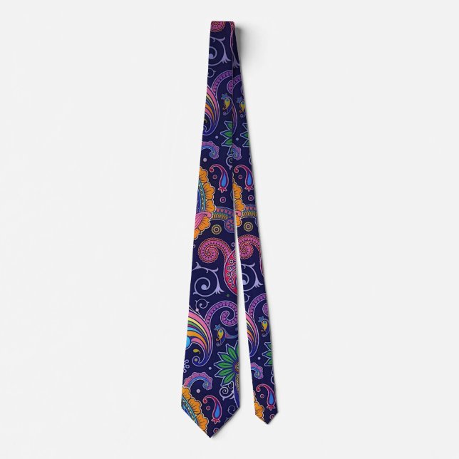 Multi Colour Blur Boho Paisley Neck Tie (Front)