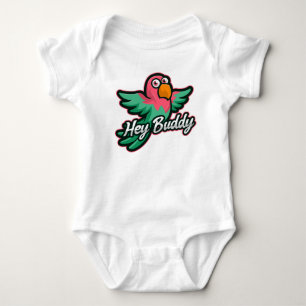 Multi-colour cartoon bird  baby bodysuit