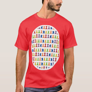 Multi Colour Chess Piece Design Larger Image Versi T-Shirt