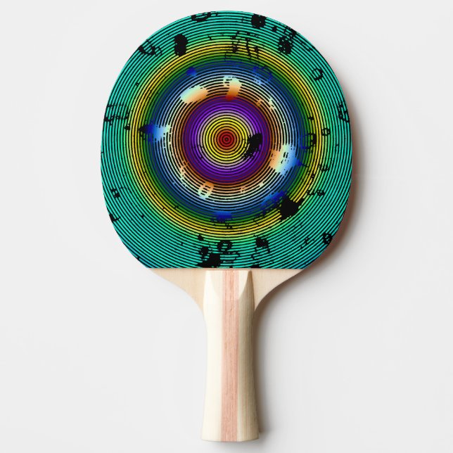 Multi-Colour Circled Pattern Ping Pong Paddle (Front)