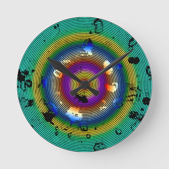 Multi-Colour Circled Pattern Round Clock (Front)