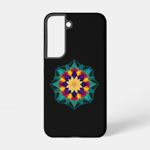 Multi Colour Crystal Motif on Black Samsung Galaxy Case