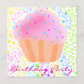 Multi Colour CupCake Birthday Invitation