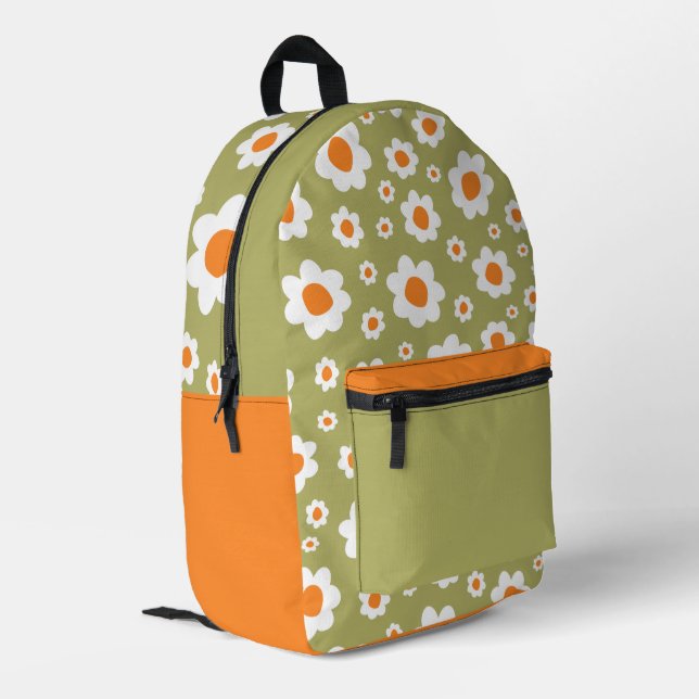 Multi-Colour 'Daisy Flowers' Backpack (Back Corner Left)