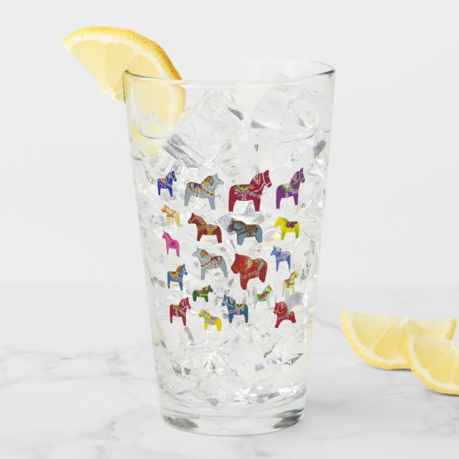 Multi Colour Dala Horses Glass (Front Ice)