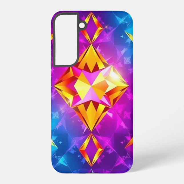 Multi-Colour Diamond Pattern Mobile  Samsung Galaxy S22+ Case (Back)