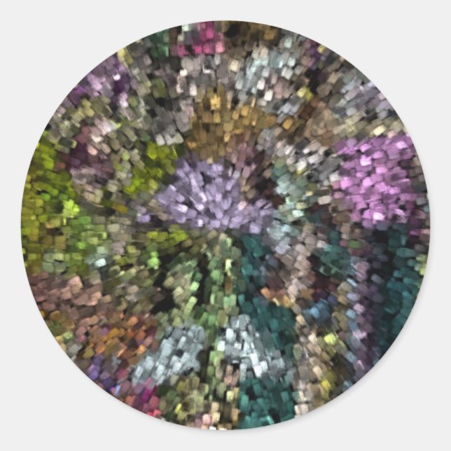 Multi-Colour Digital Abstract Classic Round Sticker (Front)