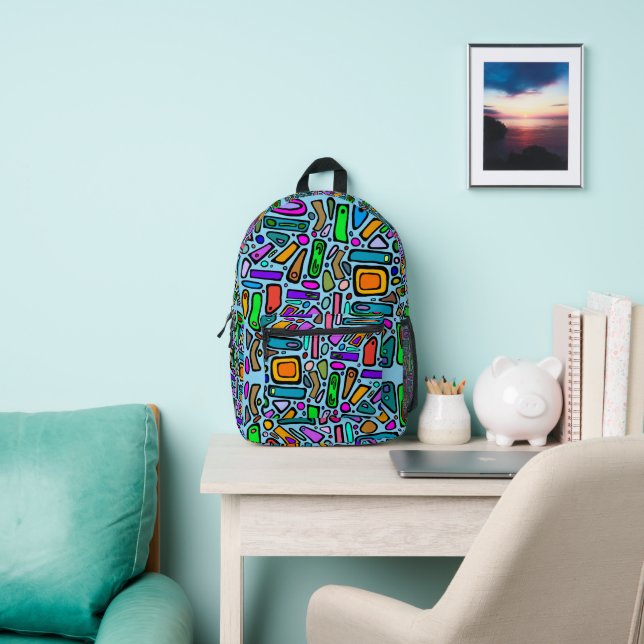 Multi Colour Doodles Printed Backpack (Insitu)