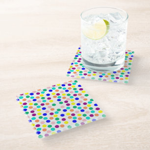 Multi colour dots glass coaster