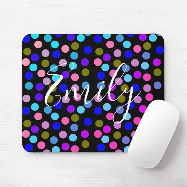 Multi colour dots personalised mouse pad (With Mouse)