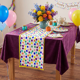 Multi colour dots short table runner