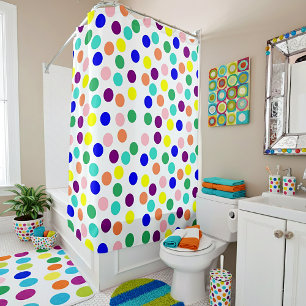 Multi colour dots shower curtain