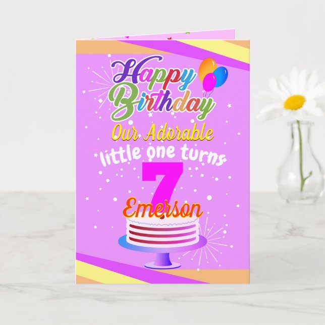Multi Colour Editable Unisex Happy Birthday | Pink Card (Small Plant)