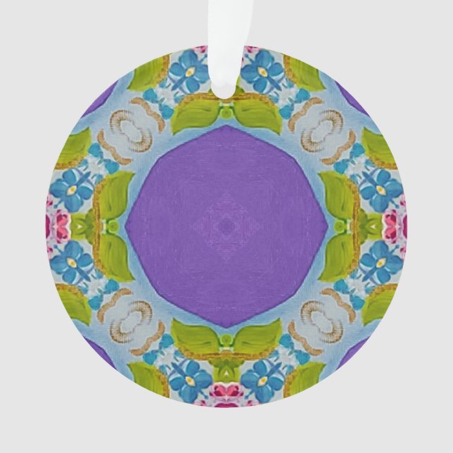 Multi Colour Floral Mosaic Acrylic Ornament (Front)