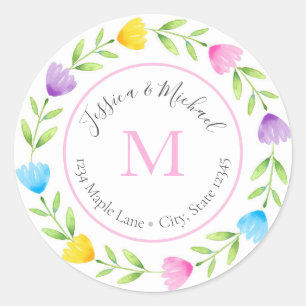 Multi Colour Floral Stem Wreath labels