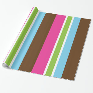 Multi Colour Fun Bright Bold Colourful Stripes Wrapping Paper