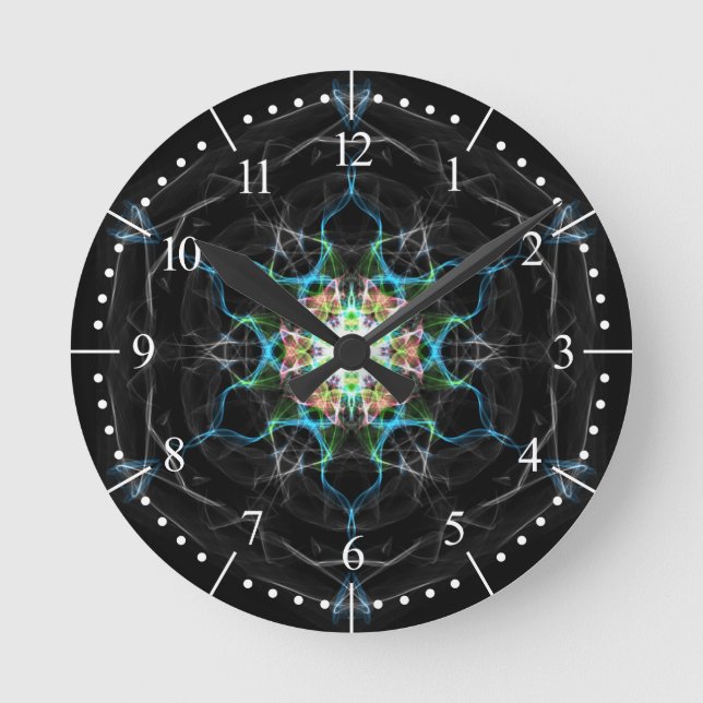 Multi colour galaxy light into space round clock (Front)
