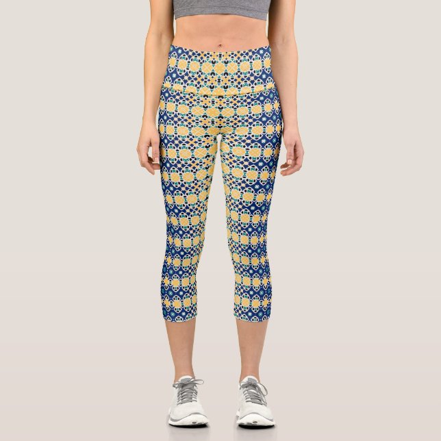 Multi Colour Geometric  Capri Leggings (Front)
