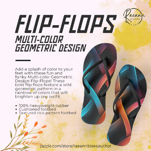 Multi-colour Geometric Design Flip Flops
